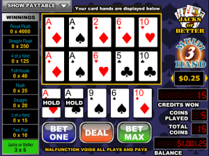 Free Videopoker Jacks Or Better- 3 Hand